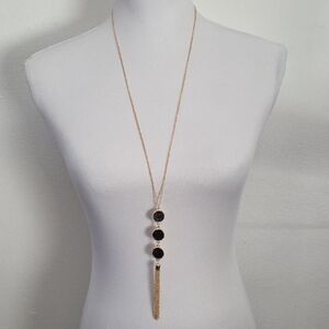 Black And Gold Tassle Necklace